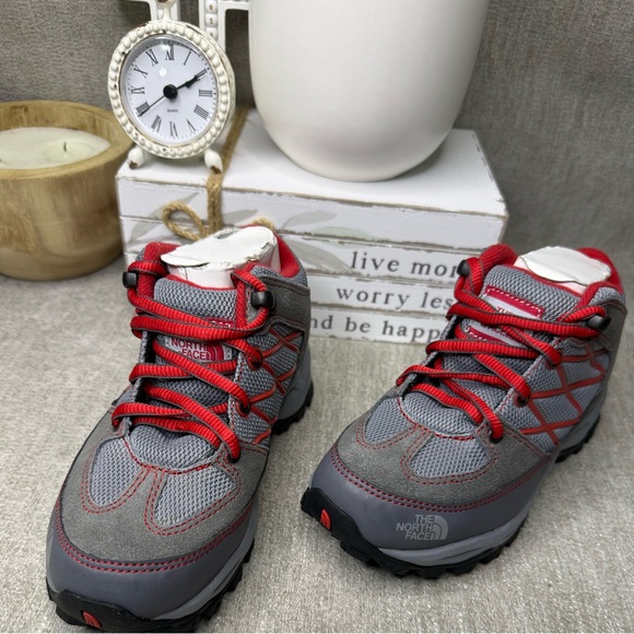 The North Face Other - The North Face Boys Hiking Trail Shoes Size 1 Gray Red EU 32 NWOB